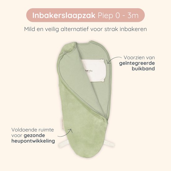 Puckababy Original Piep Inbakerslaapzak (0-3M) - Teddy - Olive van Merkloos — afbeelding 2