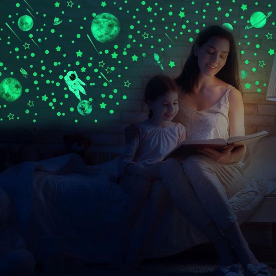 Glow phosphorescents - Étoiles lumineuses - Planètes - Astronaute - Stickers muraux - Chambre - Chambre d'enfant - Chambre de bébé