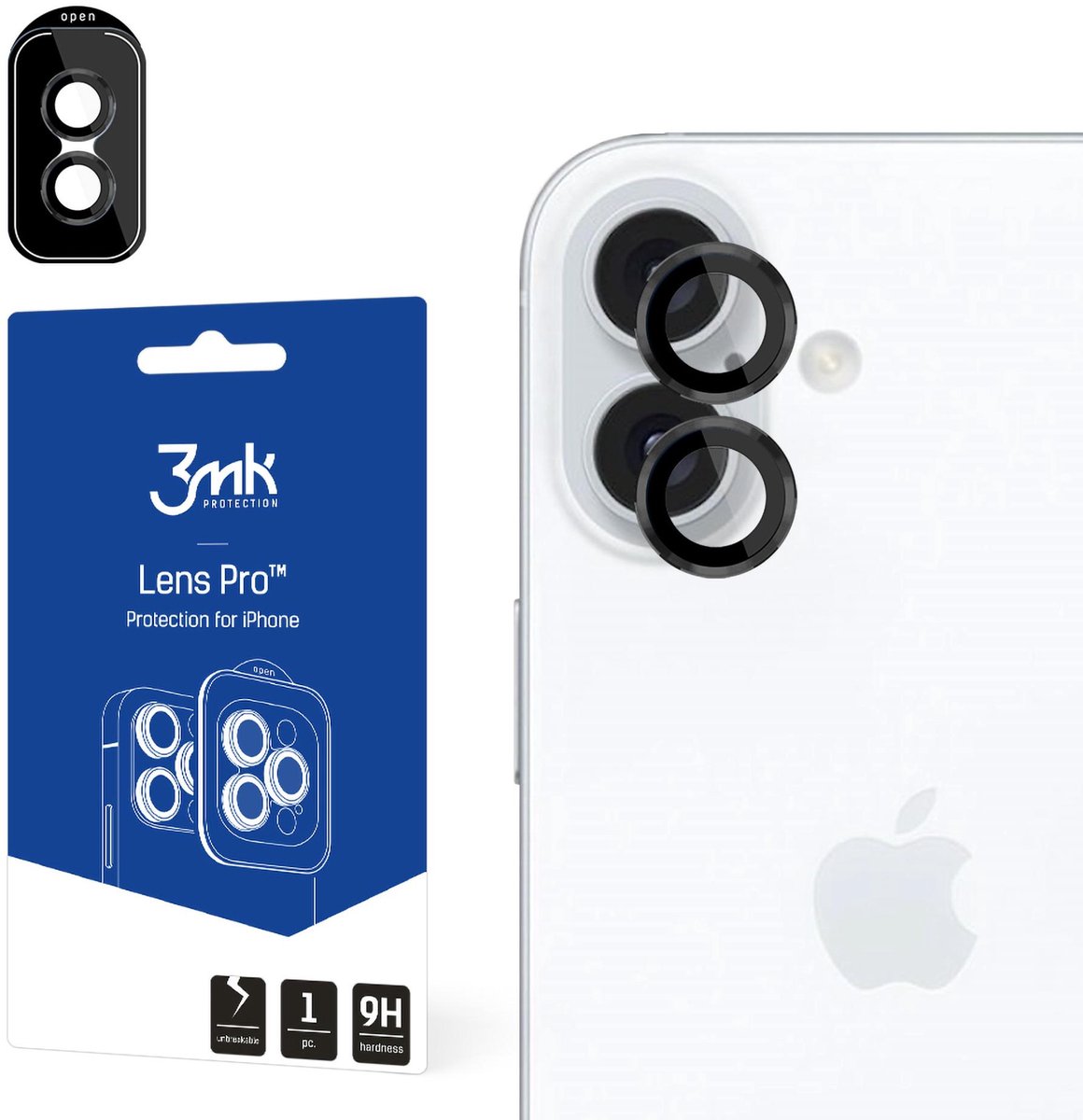 Apple iPhone 16/16 Plus - 3mk Lensbescherming Pro Zwart