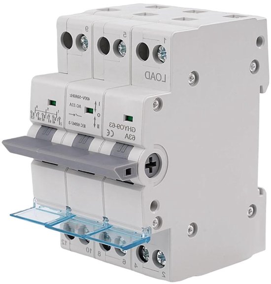 Jadeshay Commutateur de Transfert Automatique Double Puissance ZGQ1M 63A/3P 400V Mini Disjoncteur de Commutateur de Transfert Intelligent à Double Puissance for l'électricité Municipale, Bleu Jadeshay Commutateur de Transfert Automatique Double Puissance ZGQ1M 63A/3P 400V Mini Disjoncteur de Commutateur de Transfert Intelligent à Double Puissance for l'électricité Municipale, Bleu