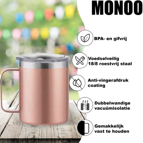 Premium RVS Koffiebeker To Go - Thermosbeker - Theebeker - 350ml - Roze