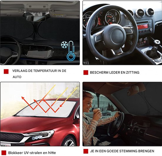 Autozonnescherm niet doorzichtig - Zonnescherm auto - De zonneschermen houden de zon buiten - Zonbescherming Autoramen - Autozonnescherm - Zonnescherm met Titaniumzilveren Frame - Zilver van Merkloos — afbeelding 4