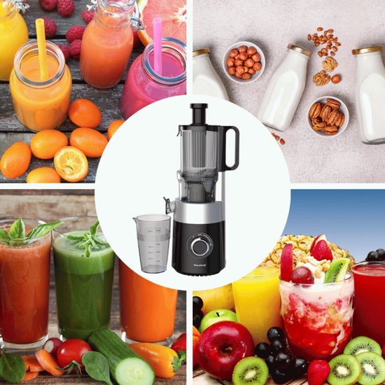 Klausberg KB-7871 Slowjuicer - Cold Press - Stille verticale juicer sapcentrifuge met brede vulopening - Fruitpers - Zwart/Zilver van Klausberg — afbeelding 4
