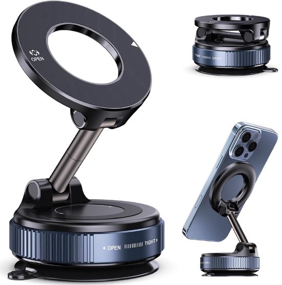 DISEV® – Magnetische Telefoonhouder Auto – GSM Houder – Mobiele Telefoonhouder – Vacuüm Magnetische Telefoonhouder – 360 graden Te – Off-Road en drempel Proof – Dashboard – Magneet Telefoonhouder – Autohouder – Auto Accessoires – Auto telefoonhouder