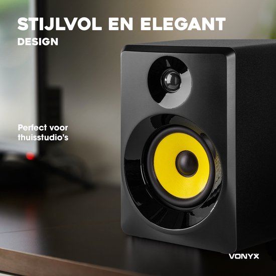 Studio Speakers Voor PC - Vonyx SMN40B - Active DJ Speakerset - 100W - 4 Inch - Zwart