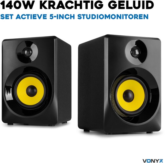 Set actieve studio monitors met bureaustandaard voor studio SMN50B 140W - Zwart