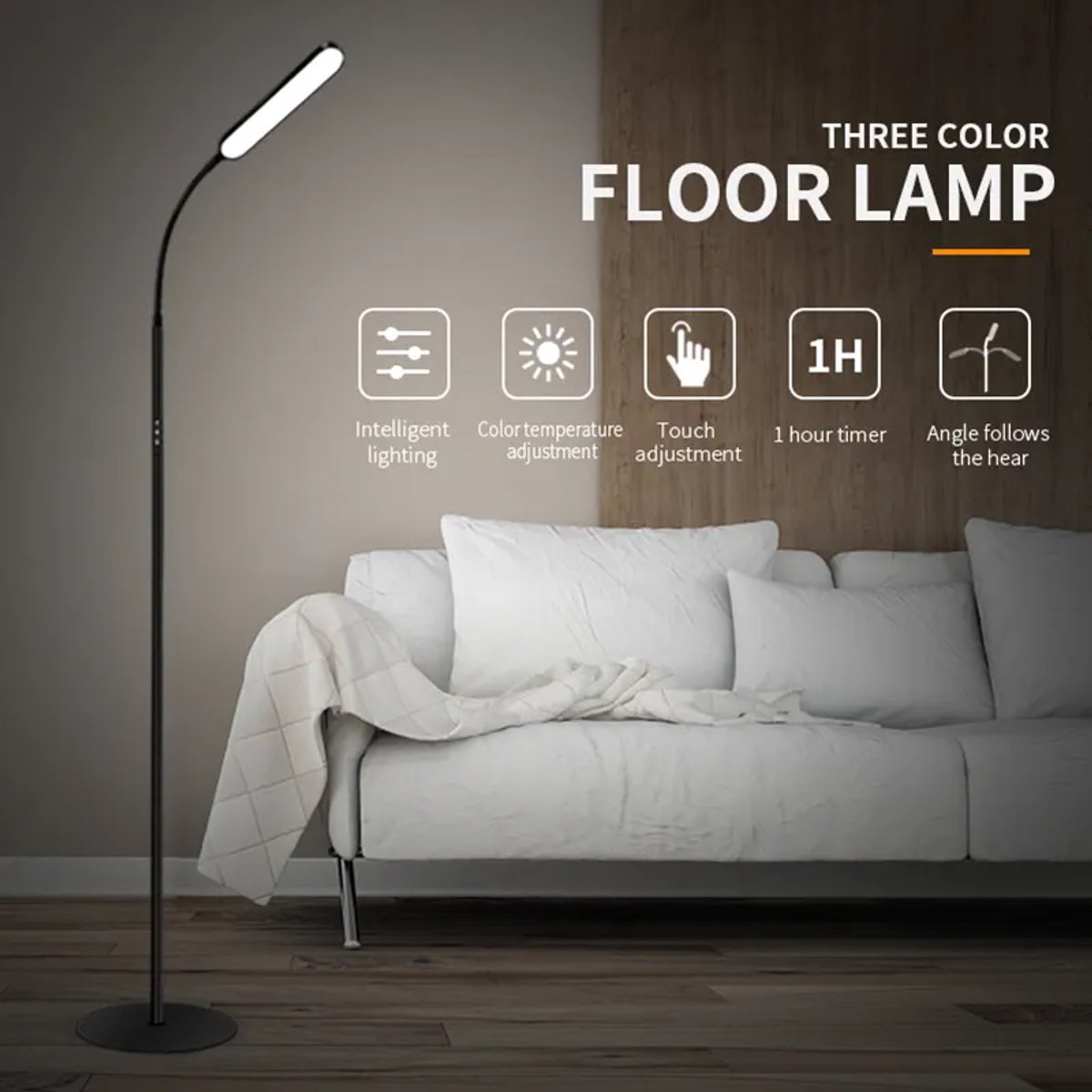 Lopoleis LED Vloerlamp Woonkamer, slaapkamer, bureaulamp - 3000-4000-6000K thumbnail 6