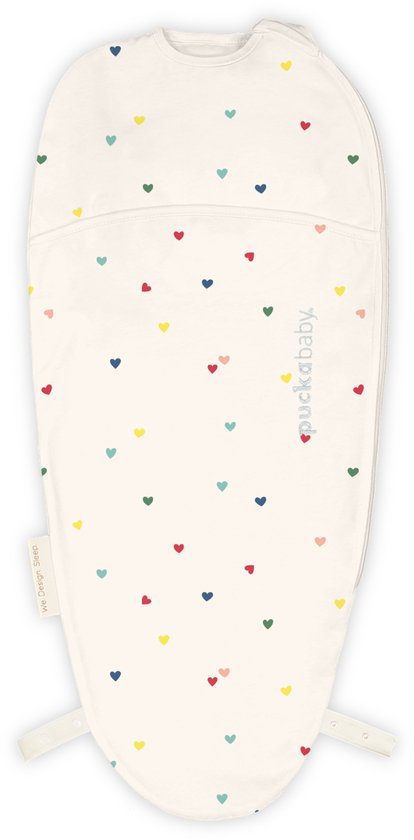 Puckababy Piep Inbakerslaapzakje baby (0-3m) - Hearts Confetti - Katoen TOG 0.5 - Zomerslaapzak