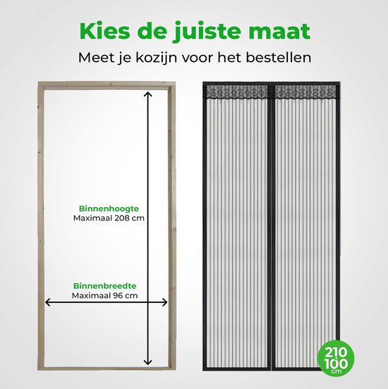 Magnetisch Vliegengordijn - Luxe Deurhor - 210 x 100 cm - Deurgordijn - Horgordijn Deur - hordeuren - vliegengordijn — afbeelding 2