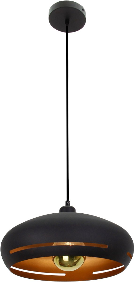 Chericoni Striscia Hanglamp - Ø35 cm - Zwart en Goud - E27 - Metaal