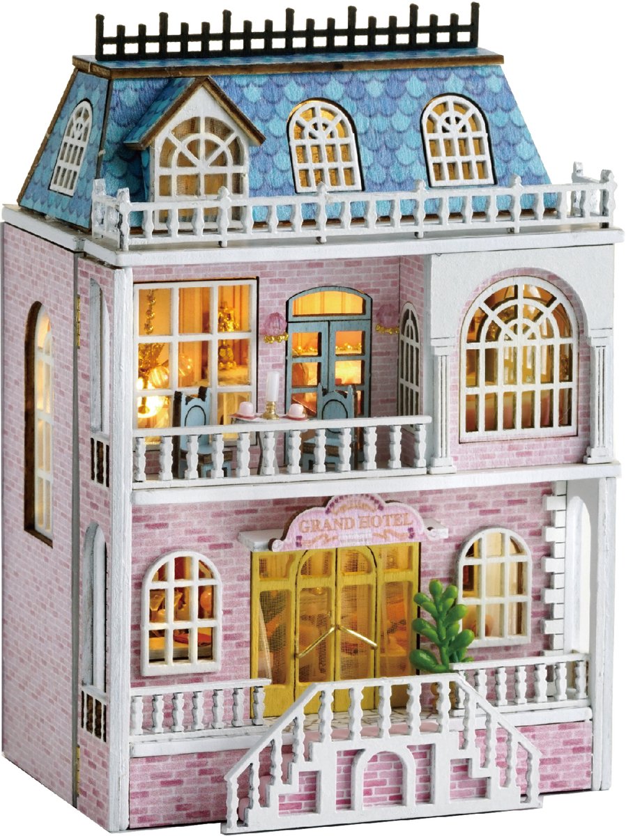 CUTE ROOM - Miniatuur Poppenhuis Bouwpakket - Doe-Het-Zelf Houten Poppenhuisset - Handwerk voor volwassenen, Creatieve Bouwpakket - Superklein Mini World - D-018 Romantic Castle