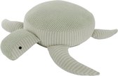Gebreide schildpad knuffel met groene en witte strepen