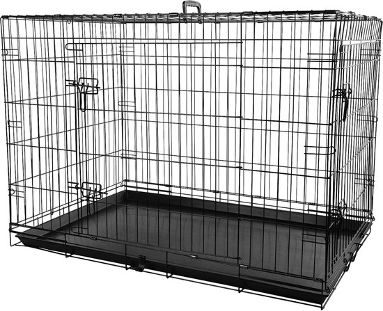 Flamingo Hondenbench XL – Opvouwbare Hondenbench Auto – Hondenbench Draadkooi Zwart – 109x70x77 cm – Voor Grote Honden