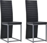 Eettafel stoelen Kunstleer Zwart 2 STUKS / Eetkamer stoelen / Extra stoelen voor huiskamer / Dineerstoelen / Tafelstoelen / Barstoelen