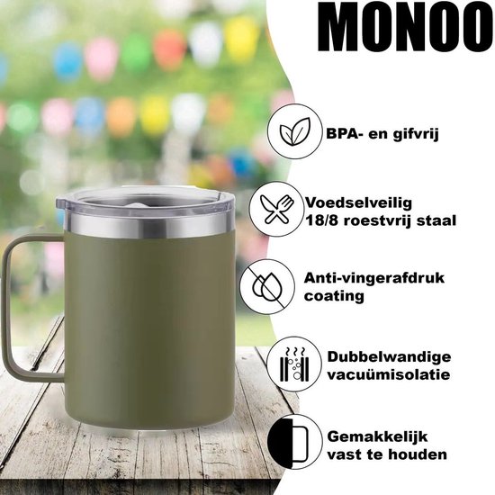 Premium RVS Koffiebeker To Go - Thermosbeker - Theebeker - 350ml - Groen
