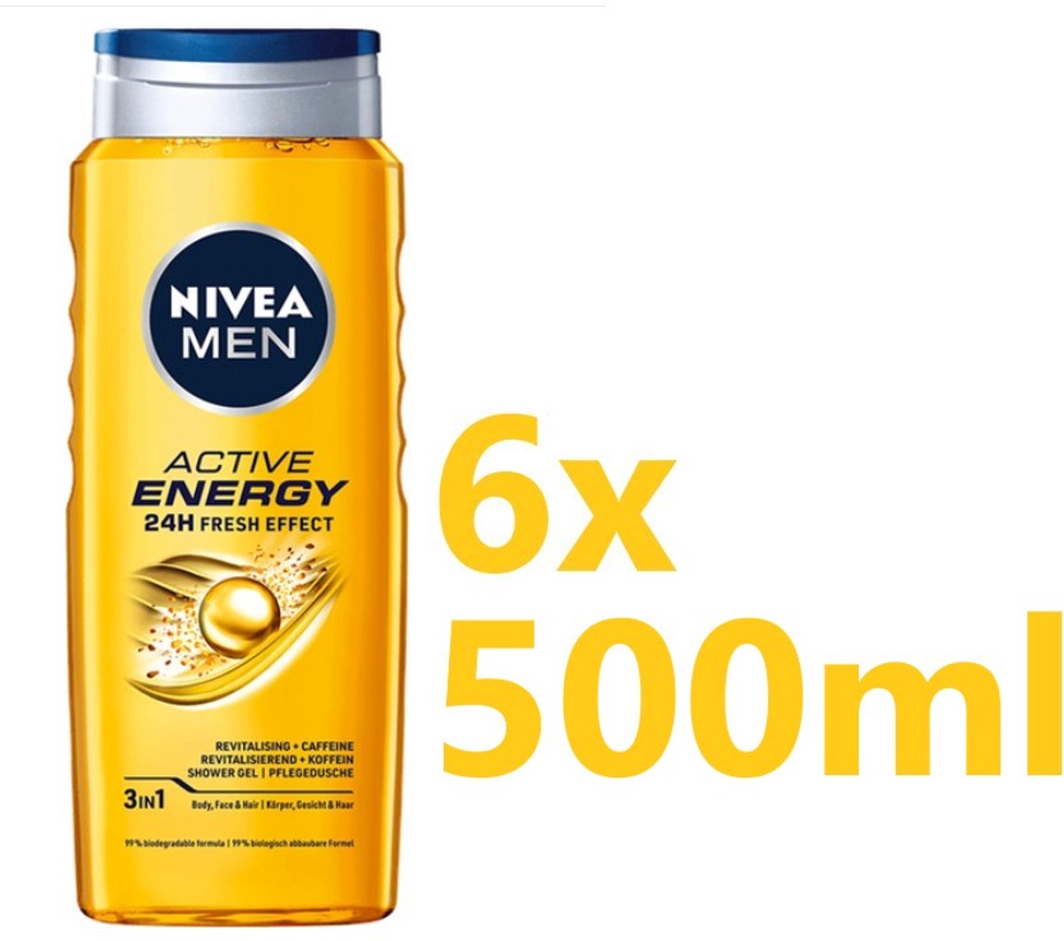 Nivea Men - Douchegel - Active Energy - 6 x 500 ml - Voordeelverpakking