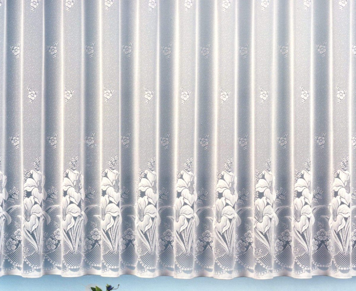 Ibenzoa Elegant Wit Jacquard Overgordijn met Bloemenpatroon en Flexibele Bevestigingsopties voor Perfecte Raamdecoratie