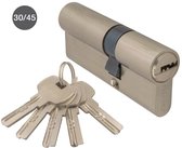 Steier cilinderslot nikkel 30/45 - incl. 5 keersleutels - deurcilinder nikkel