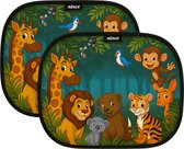 Nince Zonnescherm Auto Zijruit – Set van 2 – 51x31 cm – Extra Donker Zonnescherm Auto Baby – Met UV Protectie voor Kind & Baby – Zelfklevende Zonwering Auto – Jungle– Autoaccessoires