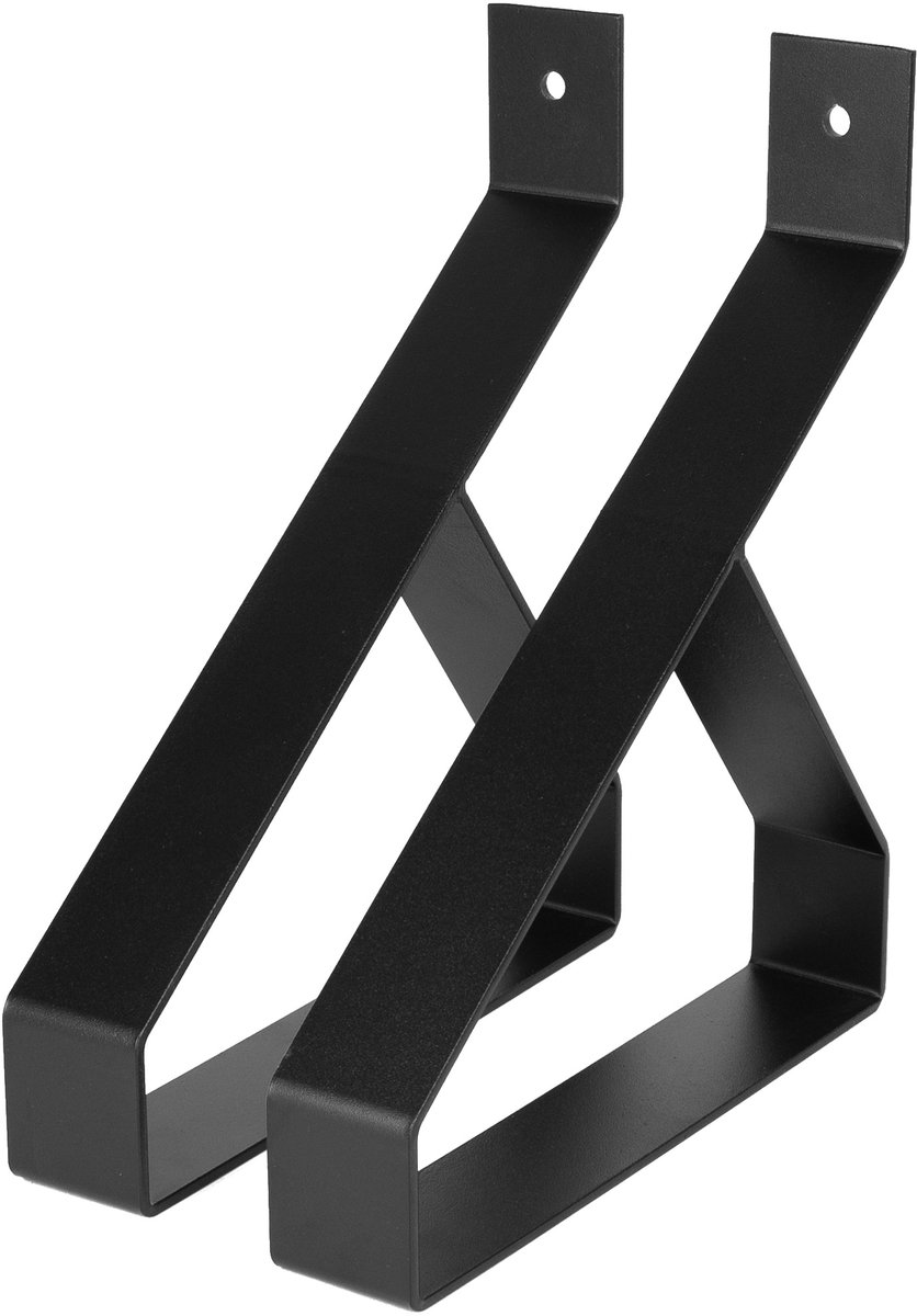 Marcellis - 2x Industriële plankdrager - Voor plank 20cm + schroefset - mat zwart - staal - T2