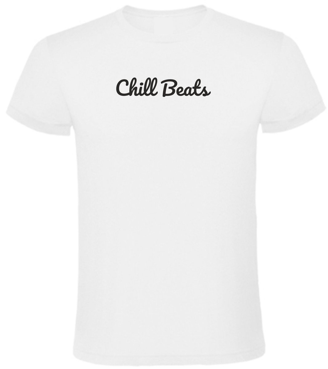 Unisex Zomer Tshirt – CHILL BEATS T-shirt in Large Design EIZOOK Wit