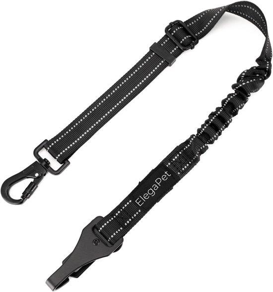 ElegaPet Ceinture de Sécurité de Voiture Réfléchissante pour Chien - Ceinture de Sécurité pour Chien 3 en 1 Zwart - Ceinture de Voiture pour Chiens en Acier Inoxydable et Nylon