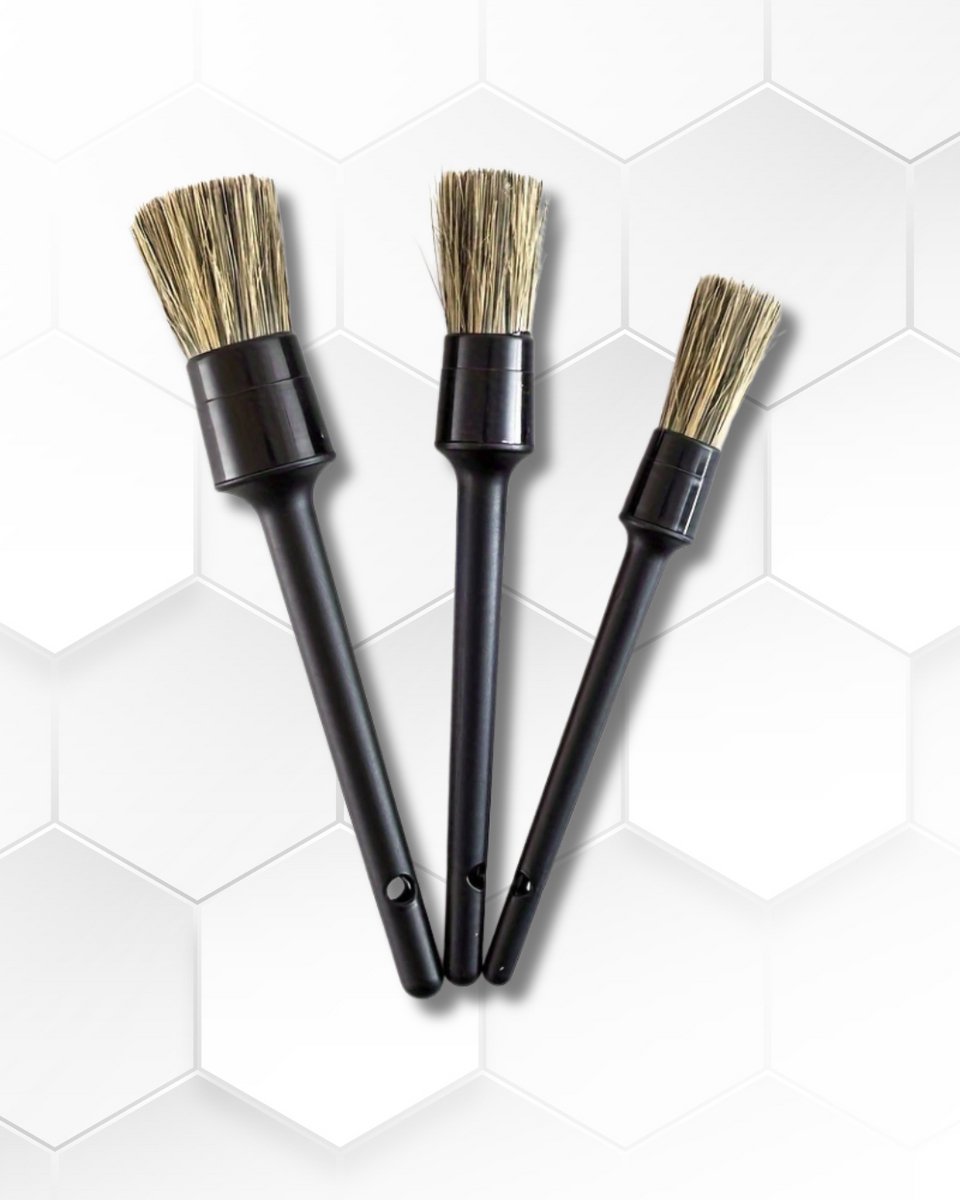 LUXX - Detail brush Set – 3-delige Borstelset met Natuurlijk Varkenshaar | Voor Interieur & Exterieur