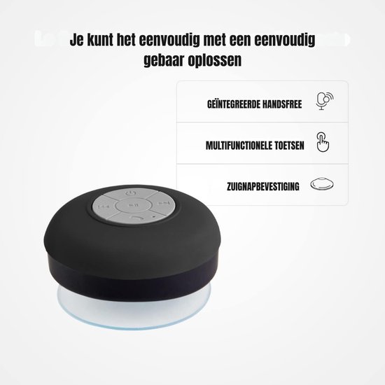 GTB® Douche Radio - Radio - Douche Speaker - Zwart - 4cm x 4cm x 2 cm van GTB — afbeelding 2