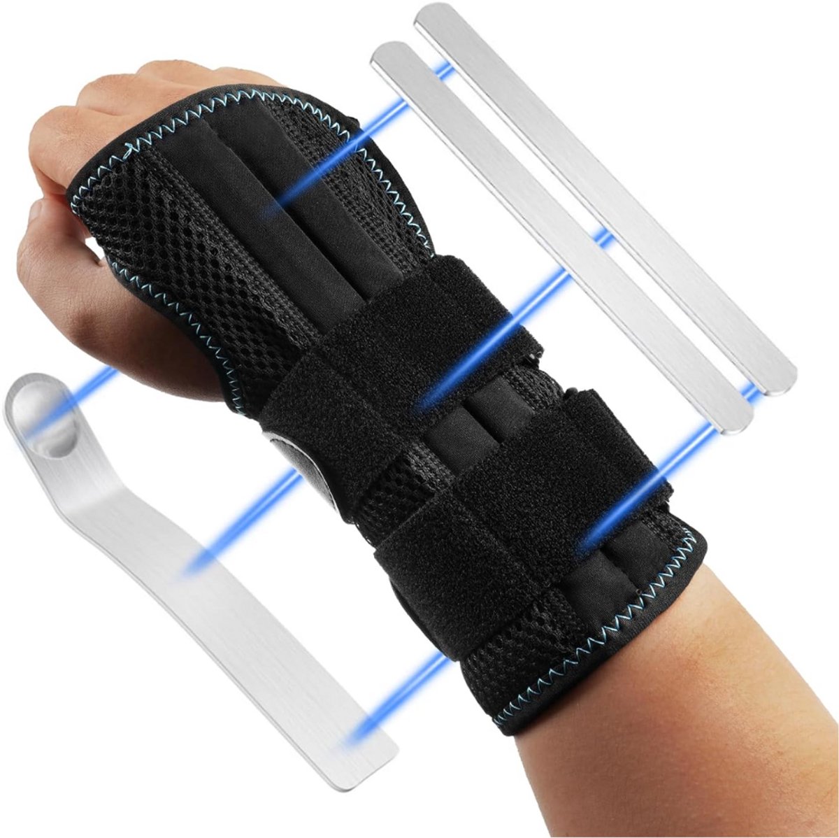 Zavira® Polsbrace - Carpaal tunnelsyndroom - Bandage - Maat M - Linkshandige Brace - Zwart
