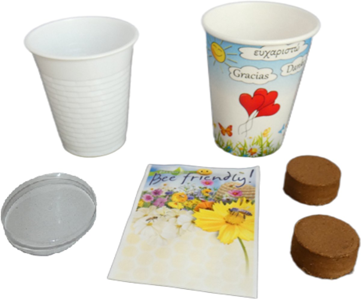 24 stuks Flowercup Bedankt Bijenmengsel (Bee Friendly, bedankje voor : Afscheid collega - Jubileum - Bruiloft - Zorgmedewerkers - Vrijwilligers