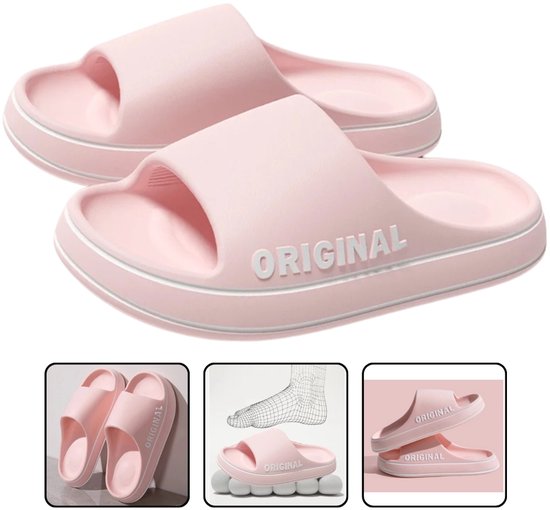 Acfoda Damessandalen, zomer, lichte sandalen, comfortabele slippers met voetbed, maat 35-42, roze, 36 EU