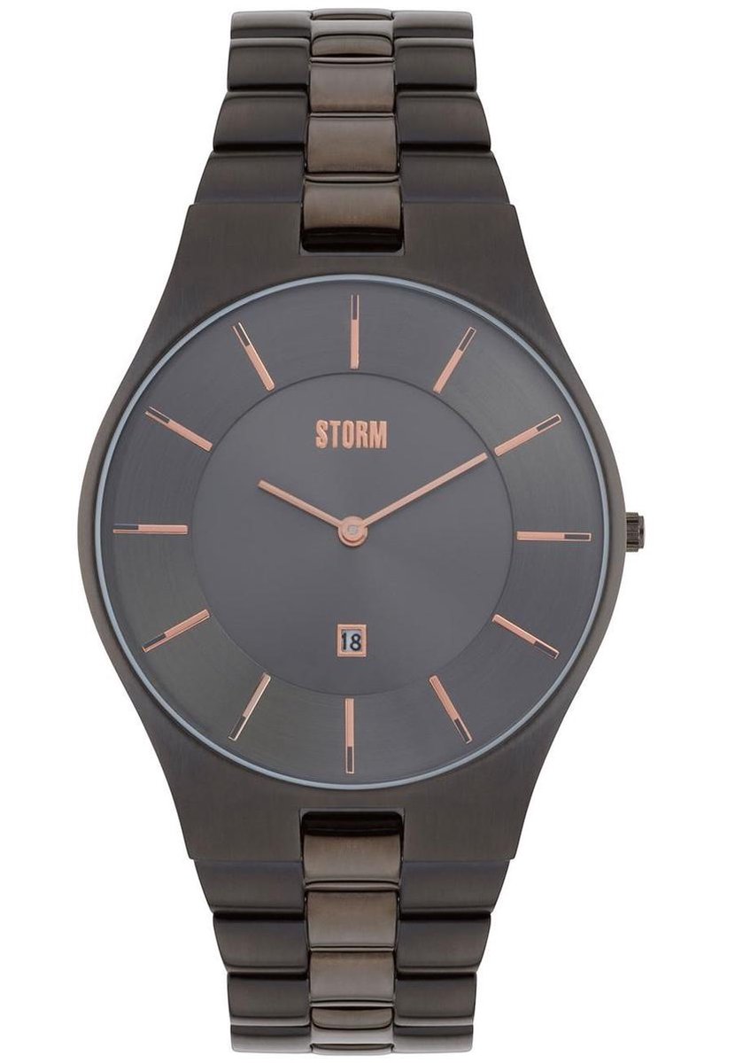 Storm horloge -Slim-X Xl Titanium- Heren horloge- Zwarte band- Zwarte wijzerplaat