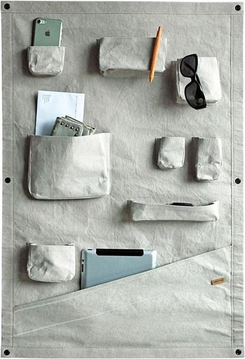 ZUPERZOZIAL - wandpaneel, OTR WALL POCKETS, washable paper, 100% recyclebaar, grijs