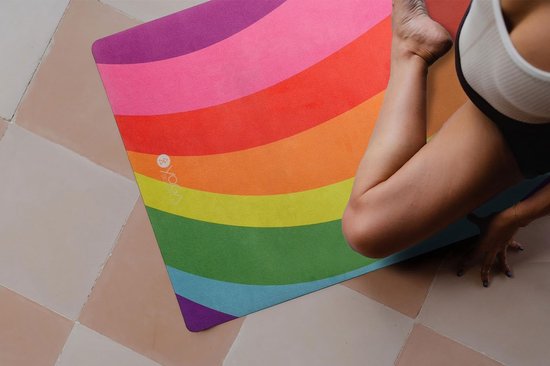 Combo Yogamat - 2-in-1 Mat en Handdoek - Ideaal voor Hot Yoga - 1 stuk - Regenboog - Eco Luxe - 3,5 mm van Merkloos — afbeelding 4