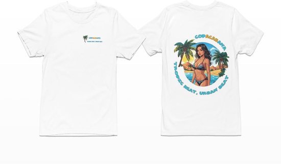 ACAB Copacabana T-shirt – Tropisch Design met Statement – Wit Heren T-shirt - Maat M