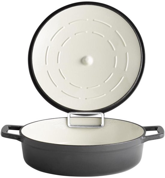 Cocotte/Stoof-Braadpan 5 stars dia 28xH7/13.5 cm GRIJS-CREME 3.0 ltr.