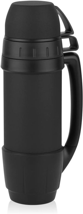 TELANKS Thermosfles Voor Onderweg, Dubbelwandig Van Roestvrij Staal Met 2 Bekers Lekvrij En Robuuste Thermoskan Groot Camping Of Wandelen Handgreep Draagriem 24 Uur Warm Koud 2 Liter 661679815