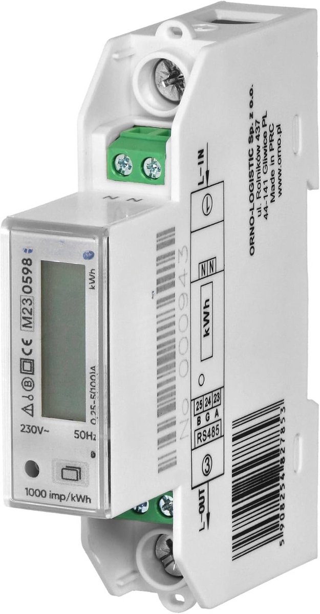 Energiehuismeter Din TH-35mm 100A Multi-tarief RS-485 Poort