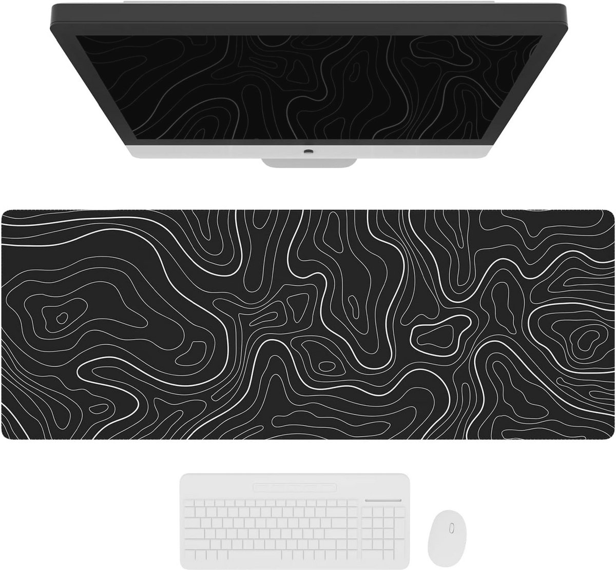 Grote gaming-muismat met antislip onderkant - XL bureaupad voor toetsenbord en muis, 90 x 40 cm, zwart