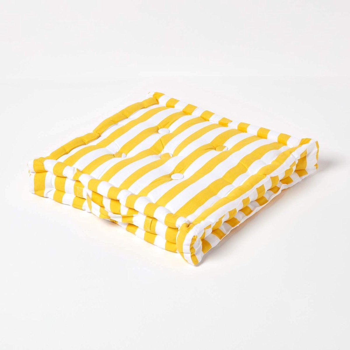 Decoratief Zitkussen met Strepen - Geel - 40 x 40 cm - 100% Katoen en Polyester Vulling