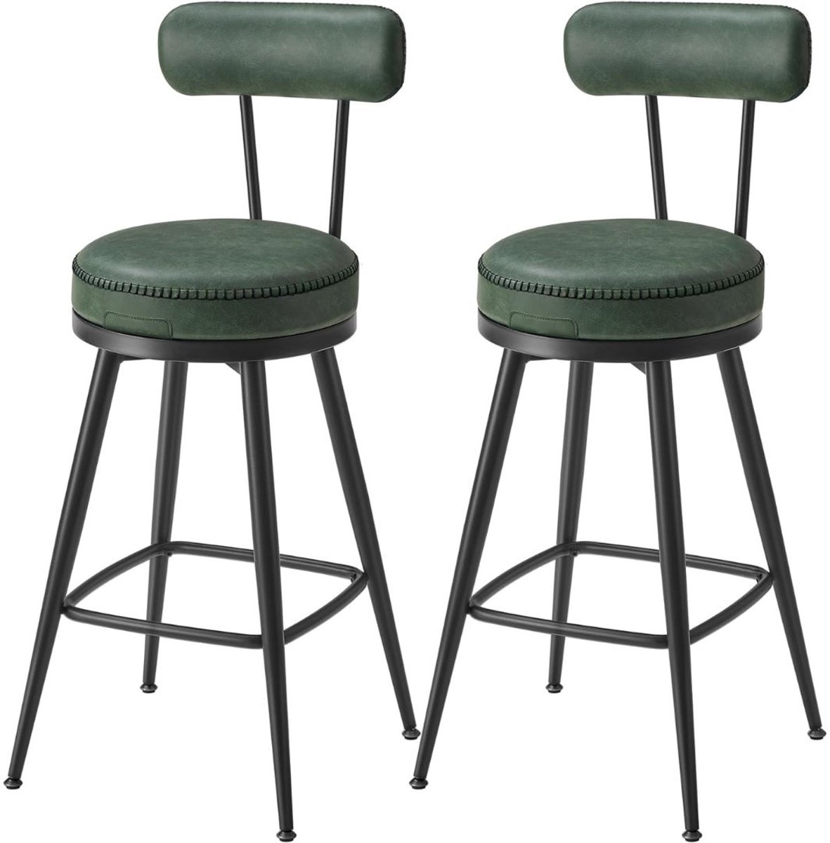 CRLYN® Barkrukken set Van 2 - Barkruk met Rugleuning - Barstoel - Donkergroen