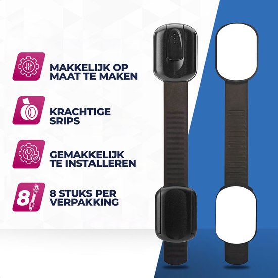 Makkelijk op maat te maken, krachtige strips, gemakkelijk te installeren. 8 stuks per verpakking.