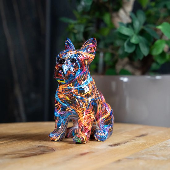 Figurine bouledogue français bébé en résine peinte à la main - Gamm vert