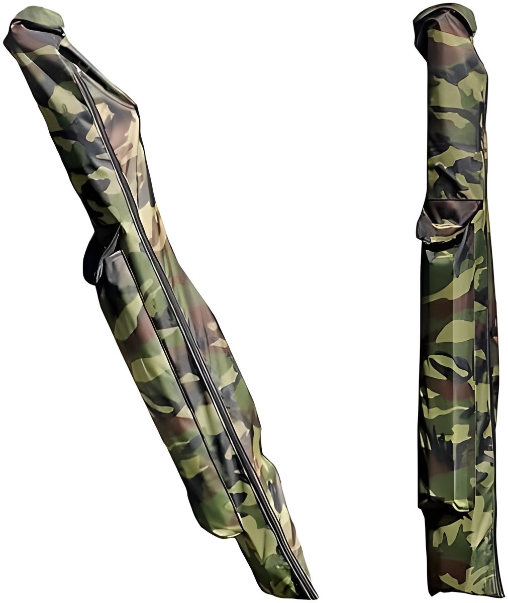 Waterdichte camouflage hengeltas met schouderriem, 146 cm lengte, zijrits voor visuitrusting, opbergtas voor hengels en accessoires