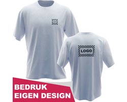 Werkkleding T-Shirt bedrukt met eigen logo of naam - Op borst en rug - Ronde hals - Maat M - Wit