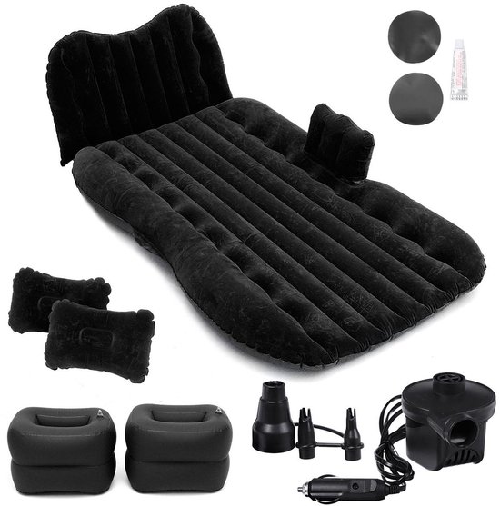 Auto Achterbank Cover Auto bed Reisbed Vochtbestendige Opblaasbare Matras Luchtbed voor Auto-interieur 135cmx88cmx36cm - Zwart van Merkloos — afbeelding 2