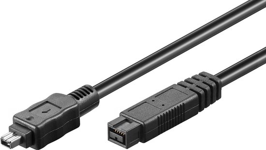 FireWire 400-800 kabel met 4-pins - 9-pins connectoren / zwart - 1 meter