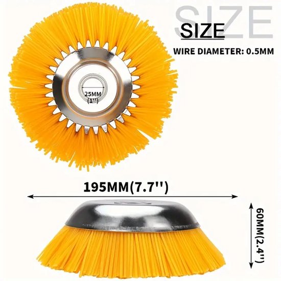 Professionele Onkruidborstel voor Bosmaaier - 20,3 cm Nylon Borstelkop - Geschikt voor Gras, Onkruid en Voegen - 25 mm Asgat - Efficiënt en Duurzaam - Voor Tuin, Tegels, Grind en Opritten van Marfer. — afbeelding 5