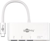 Goobay USB-C hub met 3 poorten en kaartlezer - busgevoed - USB3.0 / wit - 0,15 meter