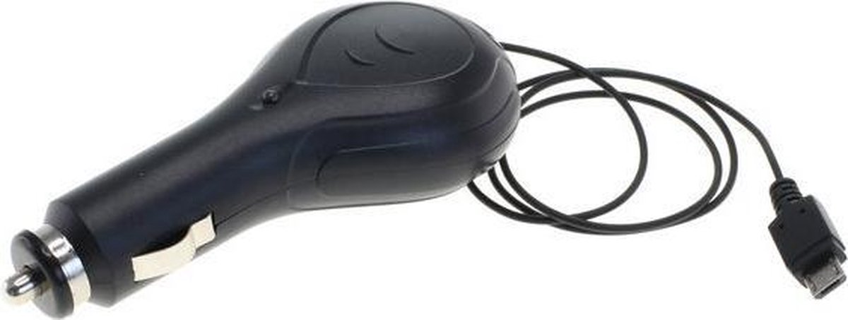 USB Micro B autolader met uittrekbare kabel - 1,2A / zwart - 0,80 meter
